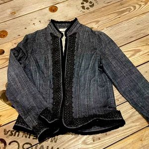 Chico's Platinum Denim Jean Jacket; Size 1